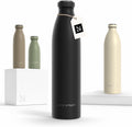 LARS NYSØM Stainless Steel Insulated Water Bottle 12oz 17oz 25oz 34oz 51oz | Insulated Thermo Flask for Hot and Cold Beverages | Leakproof Drinking Bottle (Carbon Black, 33.9oz)