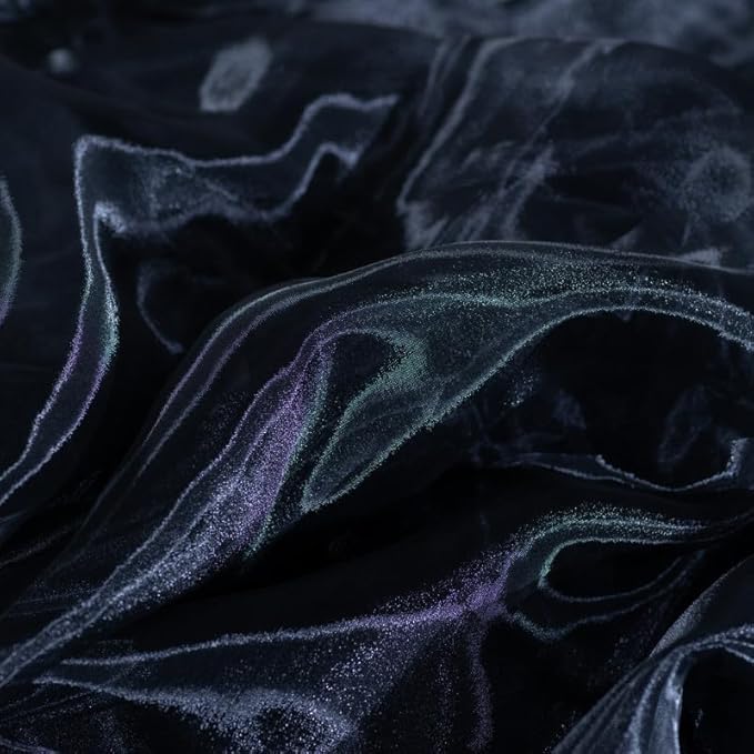 Fynite Black Organza Fabric by The Yard | 5 Yard Long | 44" Wide | Bridal Soft Sheer Organza Tulle for DIY Wedding Dress Fashion Craft Decorations