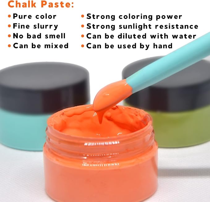 6PCS Chalk Paste with 3 Mini Squeegee, Screen Printing Ink, Chalk Paste for Stencils, Reusable Self-Adhesive Stencil Paste Starter Kit, Handmade DIY Home