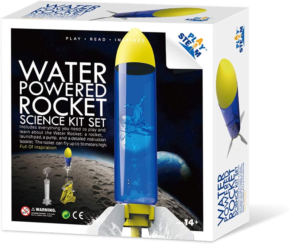 PLAYSTEM Outdoor Water Powered Rocket Physics Learning Set-with Rocket Tail, Body and Pump DIY Rocket Science Experiment Kit- Space STEM Outdoor Toys Gift for Kids,Teens, Boys & Girls