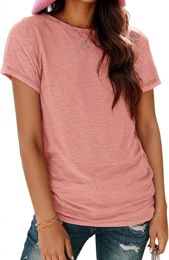 Soft Short Sleeve Shirts for Women, Crew Neck T Shirts for Women Loose Fitting Lightweight Top Basic Tee Shirt