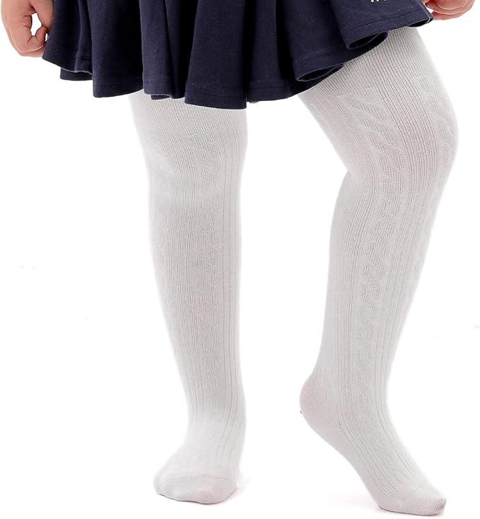 Marchare Baby Girls Tights Thick Solid Cable Knit Leggings Winter Warm Stockings For Toddler Girls 1/2/3/4/5 Pack