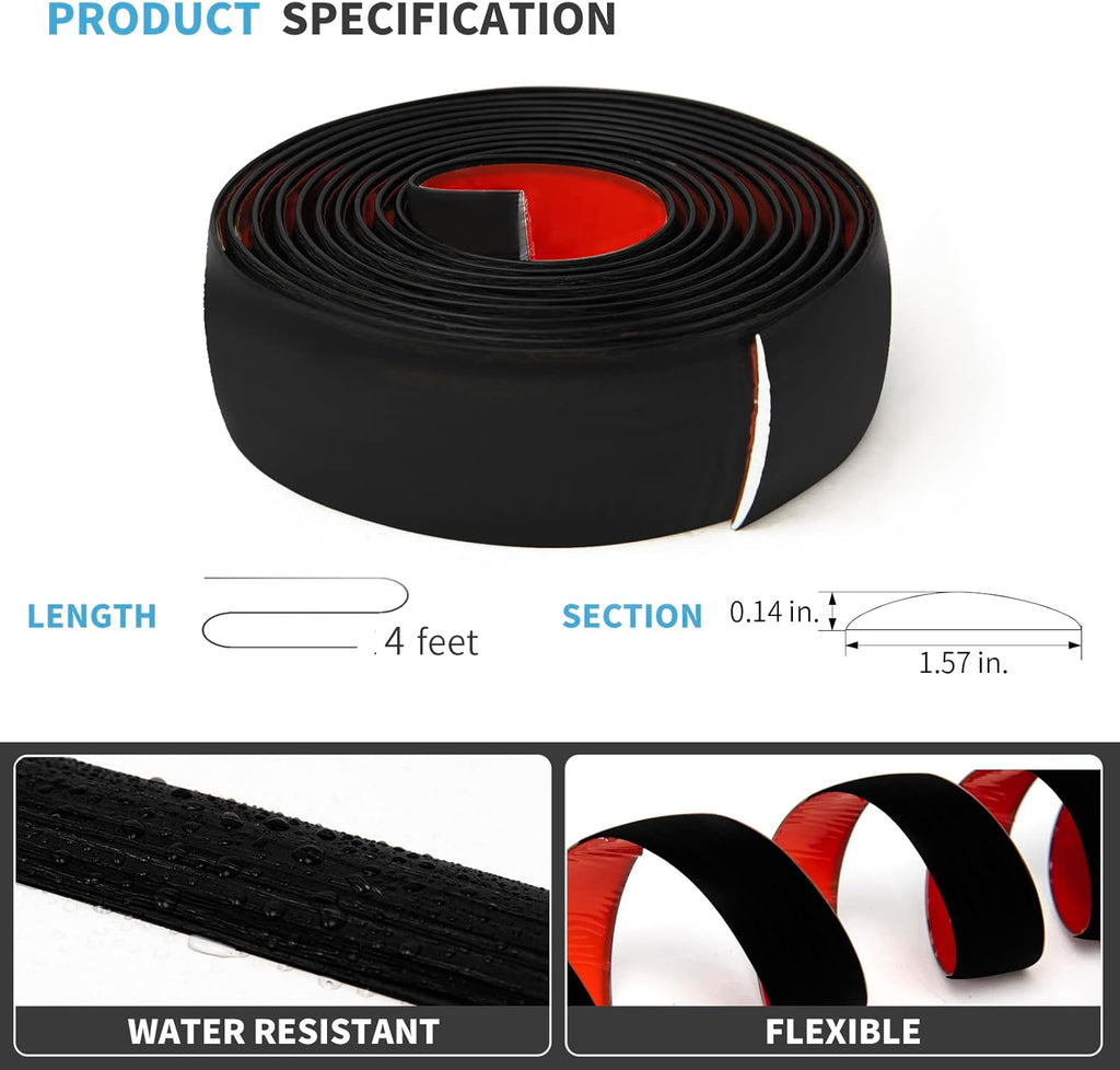 Art3d Self Adhesive Vinyl Floor Transition Strip, Laminate Strip Flat Divider for Joining Gaps, Carpet Threshold Transition, Tiles (4 FT, 1.57in, Black)