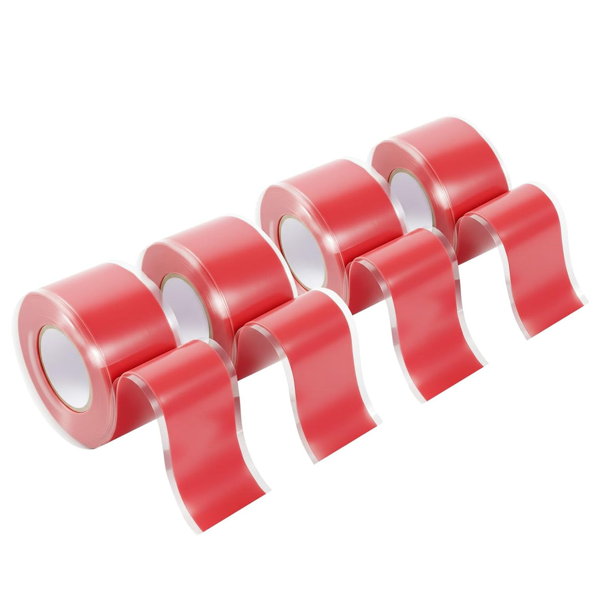Self Fusing Silicone Tape 4 Rolls 1 in x 10' Red Waterproof Rescue Tape Rubber Leak Silicone Self-amalgamating Tape for Plumbing, Sealing Pipes, Hose Repair, Outdoor Coax and Tool Fixation