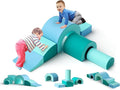 Lischwert Foam Climbing Blocks, Soft Climbing Toys for Toddlers, 5 Pieces Crawl and Climb Foam Playset with Foldable Block and Tunnel, Indoor Climber Activity Play Set for Kids Age 1+