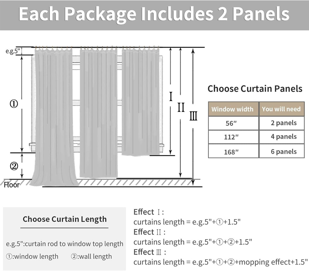 YoungsTex Natural Linen Curtains 63 Inch Length 2 Panels - Light Filtering Semi Sheer Window Drapes Textured Rustic with Pinch Pleated for Bedroom Living Room Office, 2 Panels, 40 X 63 Inch
