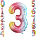 GOER 2 Pcs 42 Inch Rainbow Foil Balloons Number 3,Huge Number Balloons for 3rd 33rd Birthday Party Supplies Anniversary Decorations