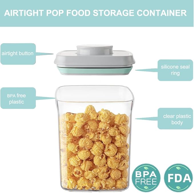 Airtight Food Storage Container - 0.32qt / 320ml Mini Square Pop Containers With Lids, Bpa Free Stackable Container Snacks Candy Salt Herbs Spices