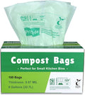 Primode Compostable Bags, 6 Gallon Food Scraps Yard Waste Bags, 100 Count, Extra Thick 0.87 Mil. ASTMD6400 Compost Bags Small Kitchen Trash Bags, Certified By BPI And TÜV AUSTRIA,