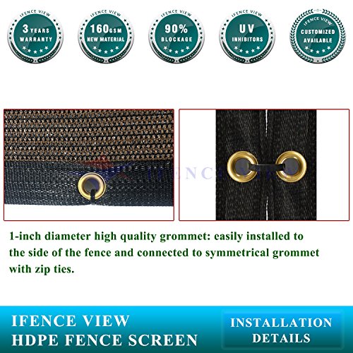 Ifenceview 4'x5' to 4'x50' Brown Shade Cloth/Fence Privacy Screen Fabric Mesh Net for Construction Site, Yard, Driveway, Garden, Railing, Canopy, Awning 160 GSM UV Protection (4' x 8') - size: 4' x 8'