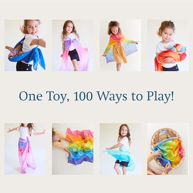 Sarah's Silks Enchanted Playsilk, 100% Silk Scarves for Kids and Toddlers, Sensory Toys | Bright Square Scarves, Montessori Waldorf Toys for Imaginative and Pretend Play - Fire