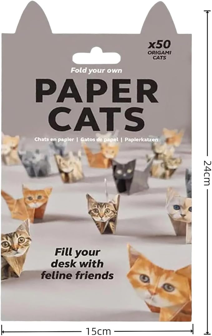 DIY Paper Cats Kit, Cute Kitten Origami Papercraft Kit, 50 Sheets DIY Origami Paper to Fold Cute Cat / Dog / Dinosaur Figures for Teens & Adults, Desk Decoration & Gift for Cat Lovers