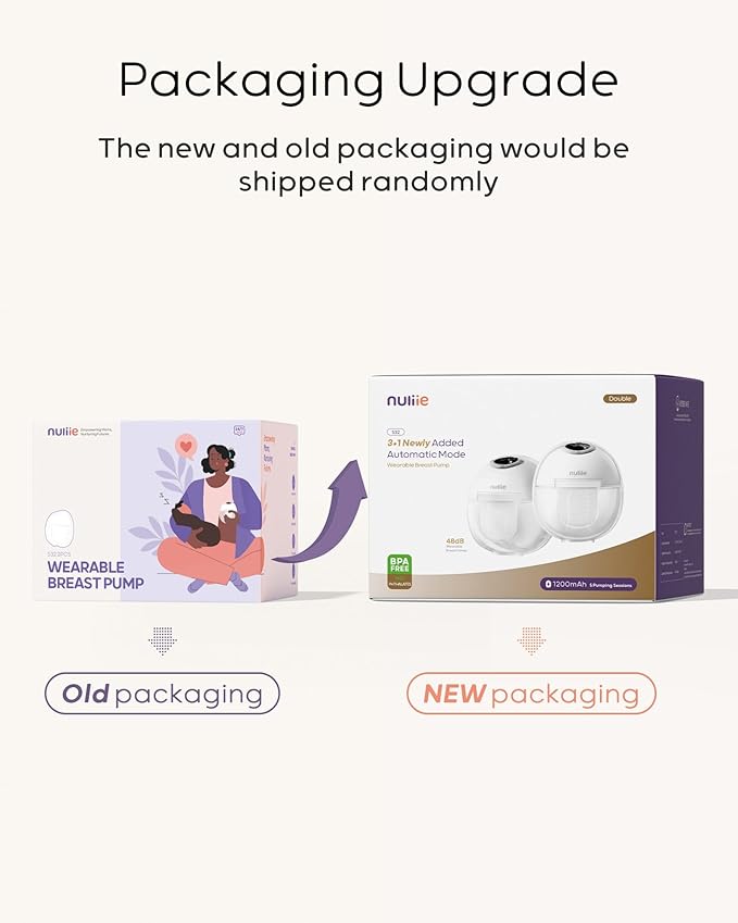 Nuliie Hands-Free Breast Pump, Wearable Breastfeeding Pump 4 Modes 9 Levels with 18/21/24MM Flange, Electric Breast Pump Portable, Replaced Pumping Accessories Included (2 Packs, Purple)