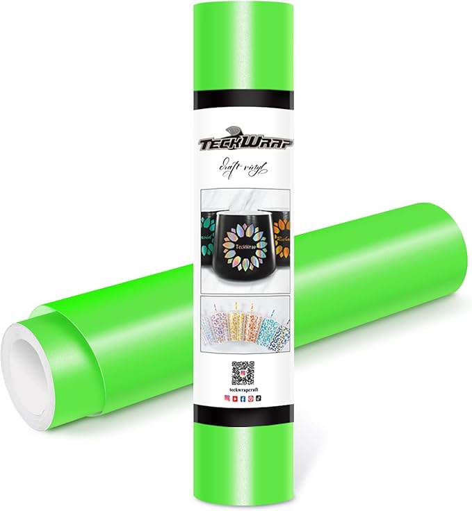 TECKWRAP Permanent Adhesive Vinyl 12" x 10ft, Matte Neon Green