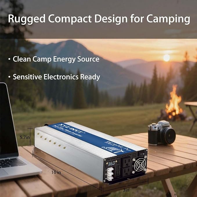 3500W Pure Sine Wave Inverter 36V to 120V AC, 7000W Peak Power - Portable Power Converter for Solar System, Off-Grid Home, RV, Truck & Camping