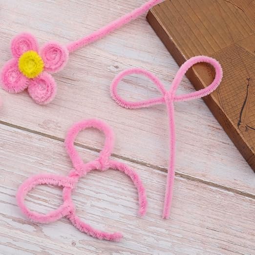 60 Pieces Pink Pipe Cleaners, Christmas Craft Pipe Cleaners,Pipe Cleaners Chenille Stem,Pipe Cleaners Bulk,Art Pipe Cleaners for Creative Home Decoration Supplies Arts and Crafts Project