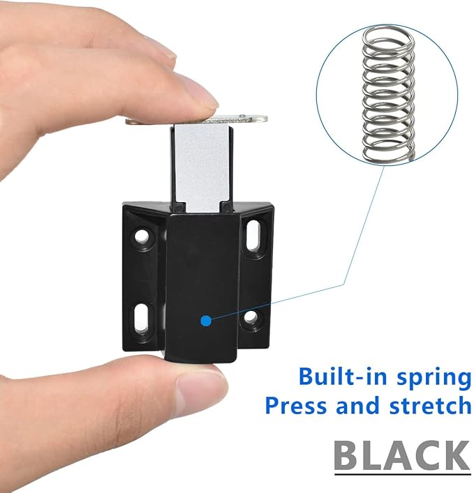 10 Pack Magnetic Push Latch Catch Push to Open Latch Pressure Touch Release Cabinet Catch for Doors Drawers Release Latch Kitchen Drawer Push Catch Pop Out Latch (Black)