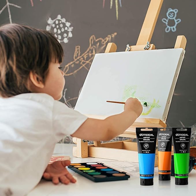 GOTIDEAL Acrylic Paint Gray Tubes(120ml, 4.1 oz) Non Toxic Non Fading,Rich Pigments for Painters, Adults & Kids, Ideal for Canvas Wood Clay Fabric Ceramic Craft Supplies (Gray)