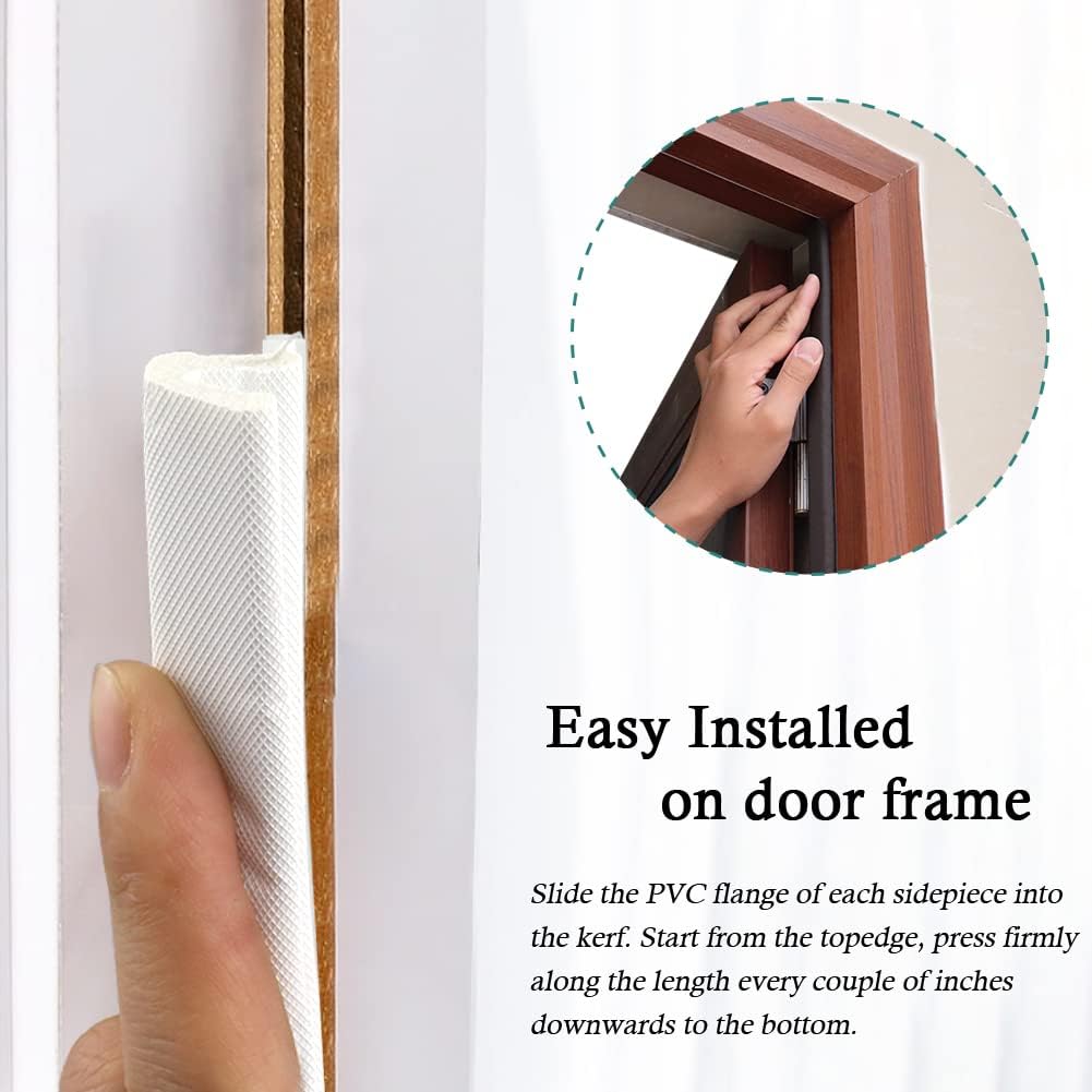 Kerf Weather Stripping Door Seal Strip 26 Ft Q Foam Door Weatherstrip Seal with Slot Card Slot Installation, Easy Cut to Size (White)