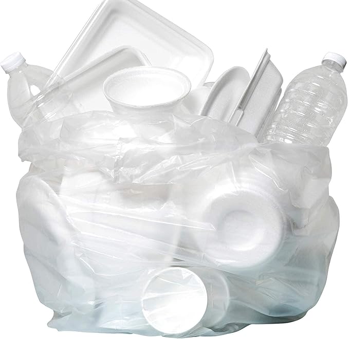 Aluf Plastics High Density Trash Bags, 30 Gallon, 2000 Count, 16 Micron (eq), 30" x 37", Clear, for Bathroom, Office, Industrial, Commercial, Janitorial, Municipal, Recycling