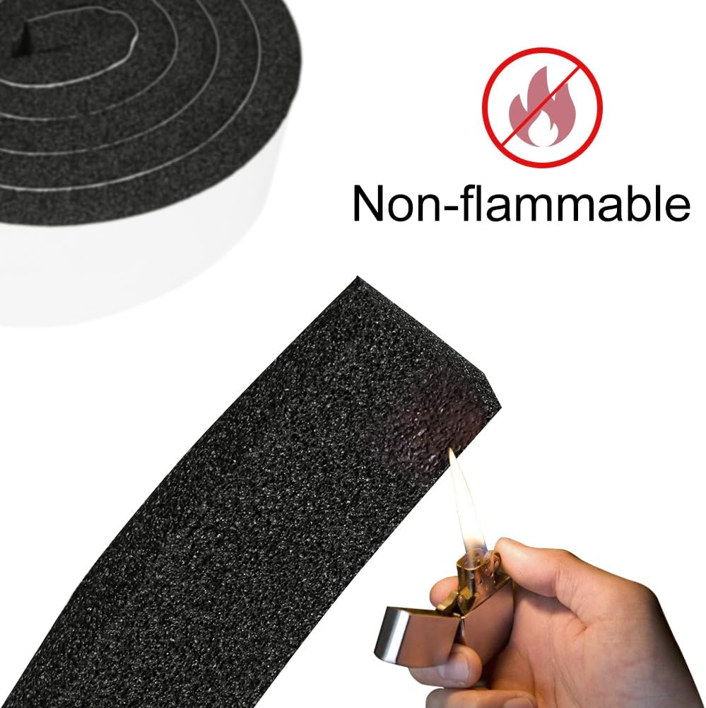 2 Rolls 1/2 Inch W 1/4 T Weather Stripping Air Conditioner Open Cell Foam Seal Tape, Window Insulation High Resilience Seal Strip for Doors Window,Total 32FT