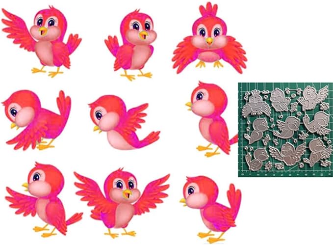 Cutting Dies Metal Stencils Scrapbooking Tools Flowers Lace Frame DIY Embossing Template for Paper Card Making Album Arts Crafts Supplies (9 Birds- 11x11cm)