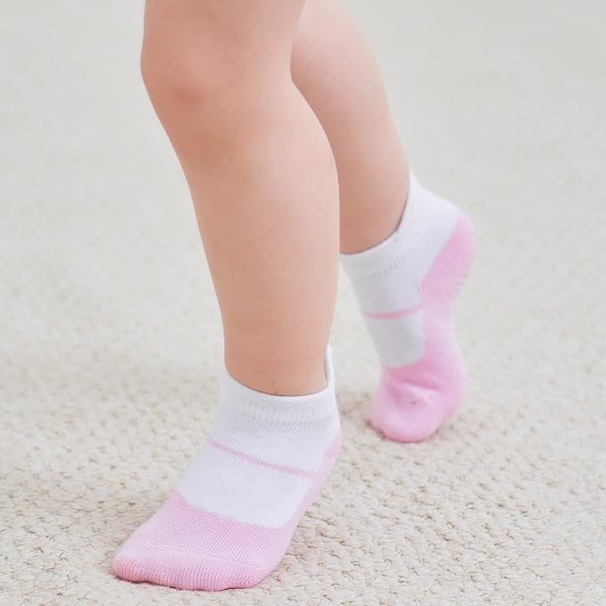 Zaples Baby Non Slip Grip Ankle Socks with Non Skid Soles for Infants Toddlers Kids Boys Girls