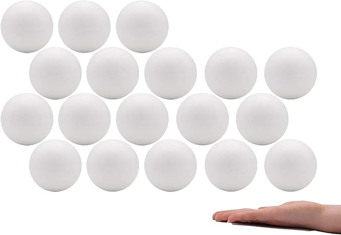 Crafare 18pc 2.35 Inch White Smooth Foam Balls for Crafts Spring Holiday Art Polystyrene Balls Decoration Household School Projects and Party Decorations