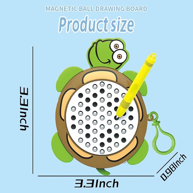 1PCSTurtle Magnetic Drawing Board for Kids & Toddlers with Beads and Magnet Stylus Pen - Magnetic Travel Toy for Airplane & Car Ride Activities for Kids