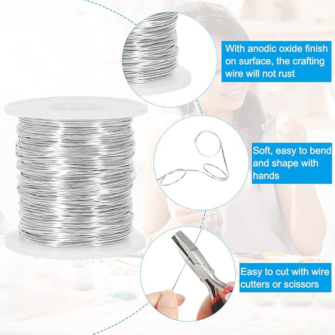 Tenn Well 20 Gauge Jewelry Wire, 328 Feet 0.8mm Bendable Aluminum Craft Wire for Jewelry Making, Beading, Sculpting and Bonsai Training