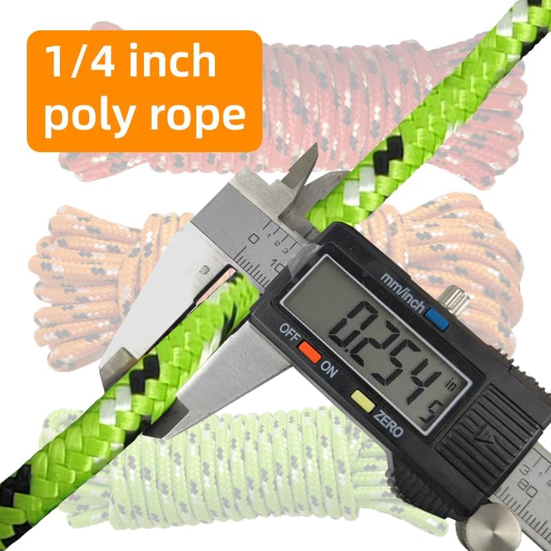 Diamond Braided Polypropylene Rope Nylon Rope Mix Thick Heavy Duty Ropes 1/4 inch 25ft High Strength Rope Perfect for Clothesrope Camping Hiking and Other Outdoor Activities 1/4 25ft 3Pack