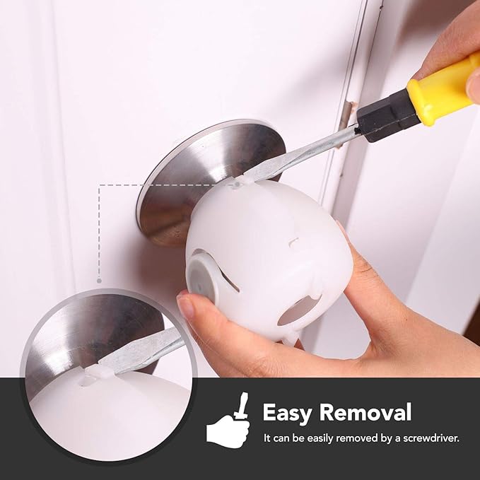 Mom's Choice Gold Awards Winner - EUDEMON 4 Pack Baby Safety Door Knob Covers Door Knob Locks(not suit for all door knobs)