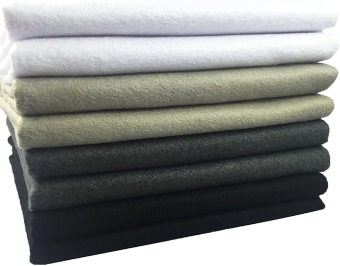 4pcs Thick 1.4mm Soft Felt Fabric Sheet Assorted Color Felt Pack DIY Craft Sewing Squares Nonwoven Patchwork (92x90cm Black & White)