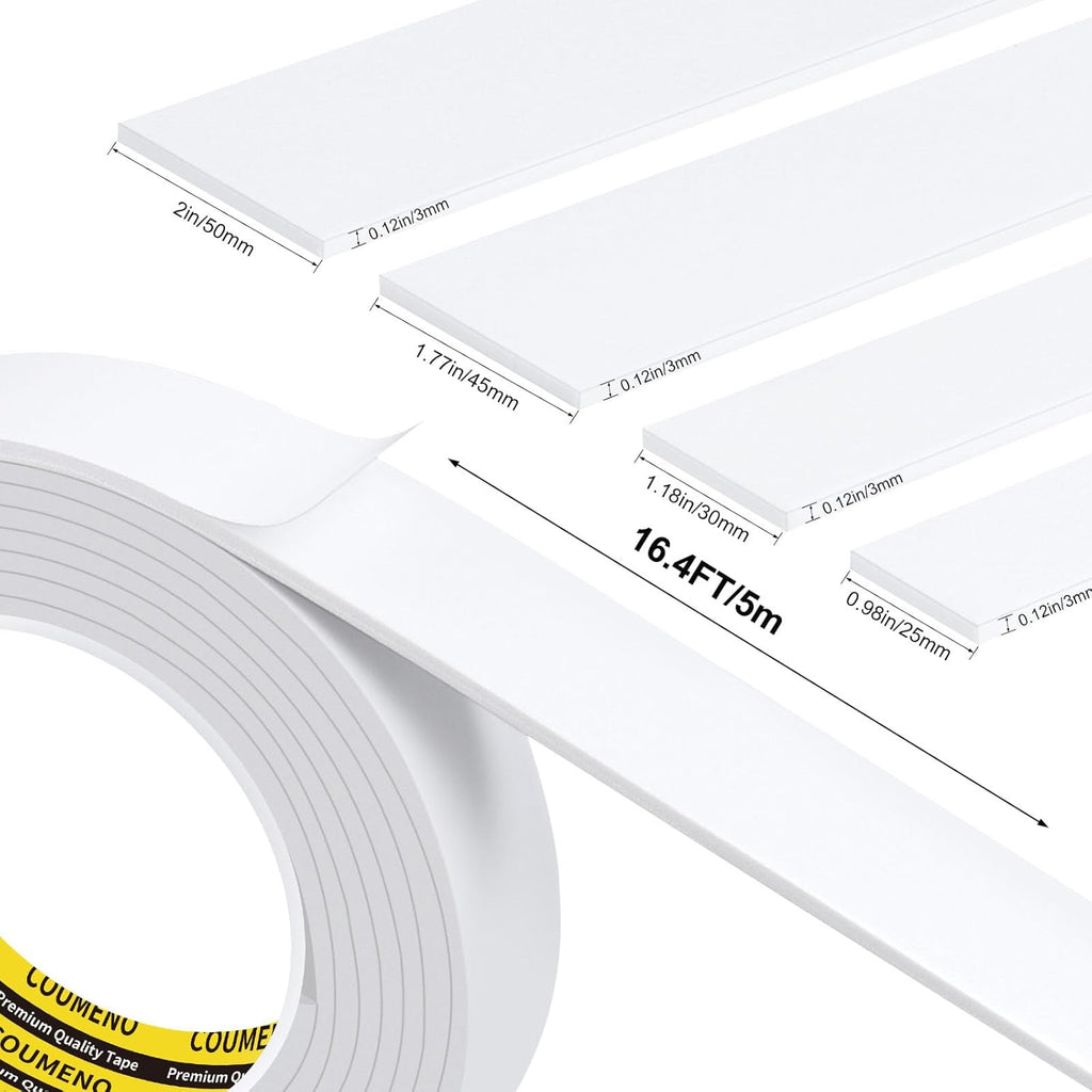 Single-Sided EVA Foam Tape Single-Sided Sealing Strip Foam Pad Sponge Tape,Self-Adhesive Insulation Sealing Tape (White) 1.2inX16.4FT