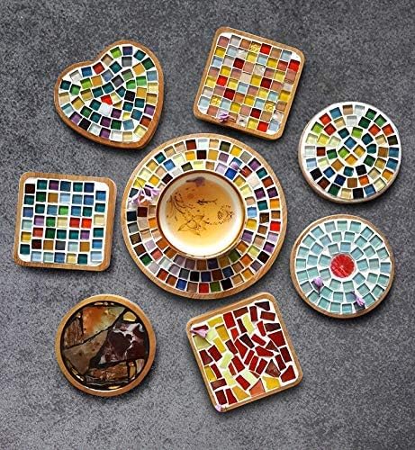Mixed Color Mosaic Glass Tiles Shine Crystal Glass Pieces Bulk Square Glitter Crystal Mosaic Tiles for Home Decoration or DIY Crafts 200g,1x1 cm (Colorful)