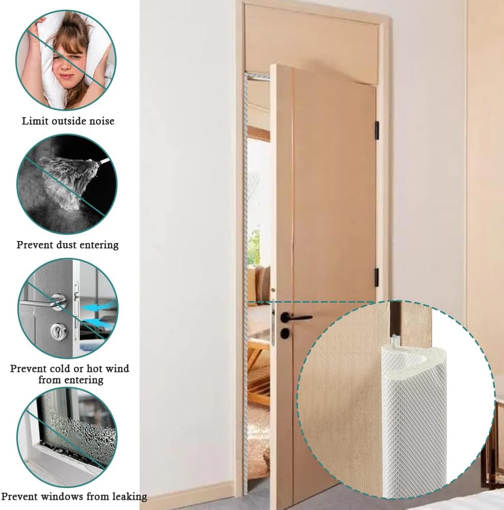 Kerf Weather Stripping Door Seal Strip 26 Ft Q Foam Door Weatherstrip Seal with Slot Card Slot Installation, Easy Cut to Size (White)