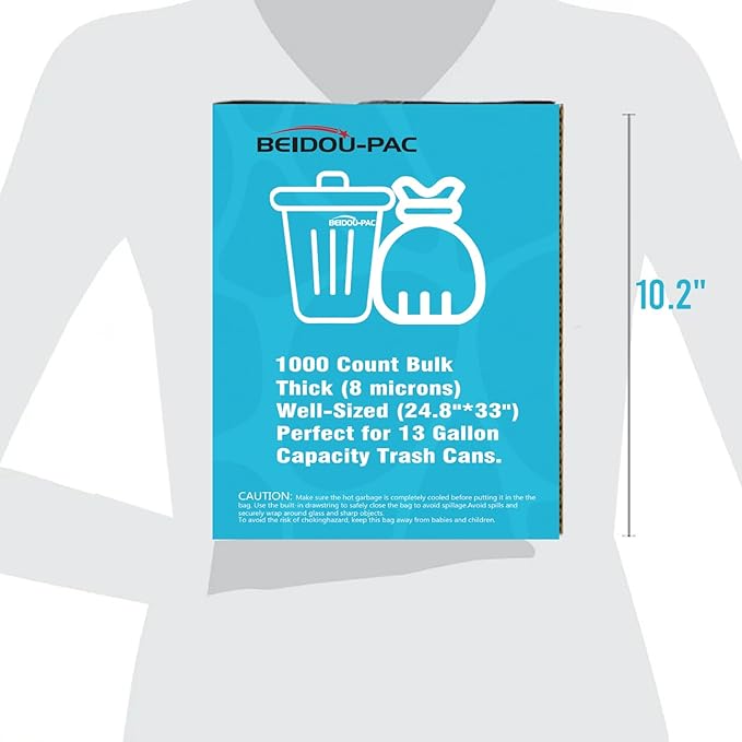 Trash Bags 13 Gallon, 1000 Count Bulk Value Pack, Clear Plastic Recycling Garbage Bags, Multi-purpose Tall Kitchen Trash Bags Can Liners for Business Home Commercial and Industrial