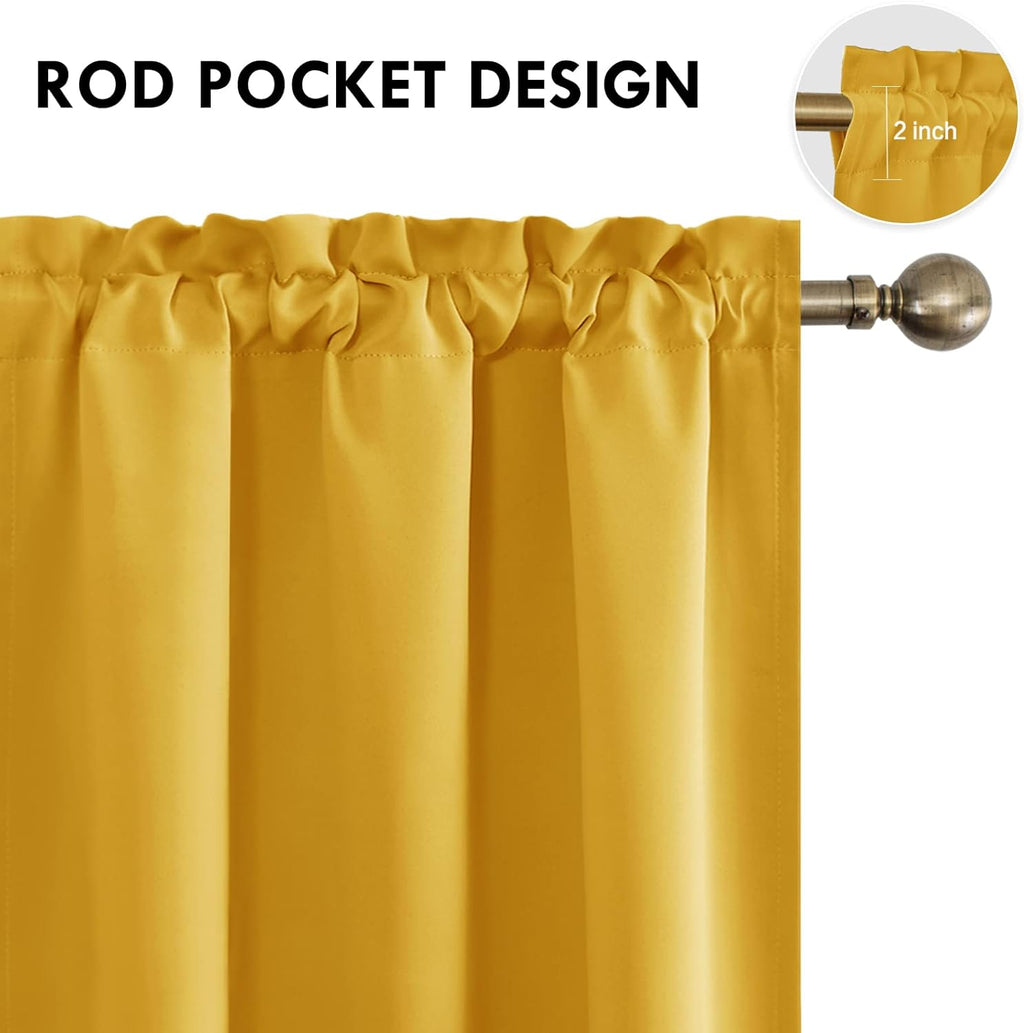 DWCN Yellow Room Darkening Blackout Curtains - Thermal Insulated Privacy Energy Saving Window Curtain Drapes 42 x 54 inch Length, Set of 2 Bedroom Living Room Curtains