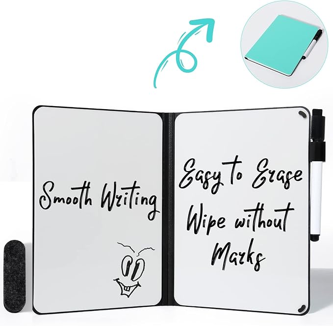 AGM Portable White Board Dry Erase, Double Sided Folding Whiteboards with Pen, Small Dry Erase Board for Study, Meeting, Doodling, Planning, Mint Green