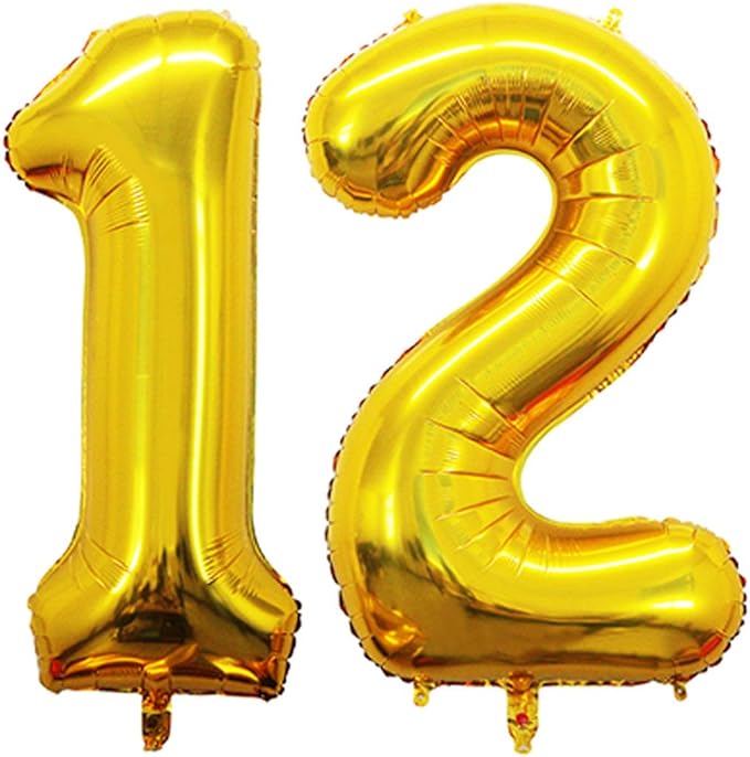 GOER Number 12 Balloons for 12th Birthday Sweet 12 Party Decorations,42 Inch Jumbo Foil Helium 21 Balloons for 21st Birthday Party Decoration (Gold)