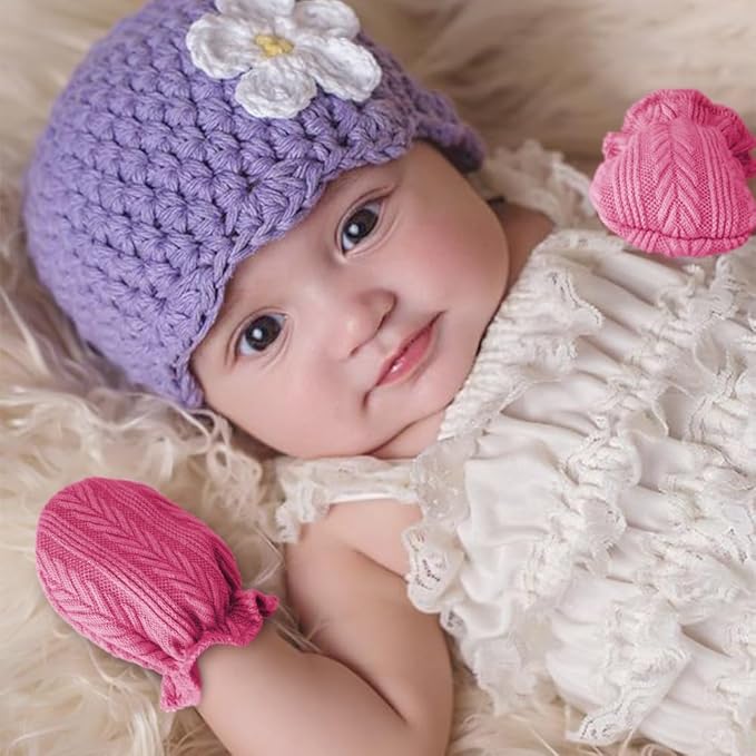 Newborn Baby Mittens No Scratch Cotton Elastic Wrist Gloves Infant Toddler Mittens for Baby Boy Girl 0-6 Months