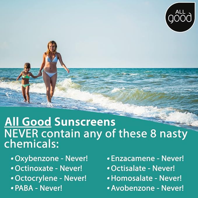 All Good Baby & Kids Mineral Sunscreen Butter Stick for Face, Nose, Ears - UVA/UVB Broad Spectrum SPF 50, Coral Reef Friendly, Water Resistant, Zinc Oxide, Coconut Oil, Vitamin E (2.75 oz)(3-Pack)