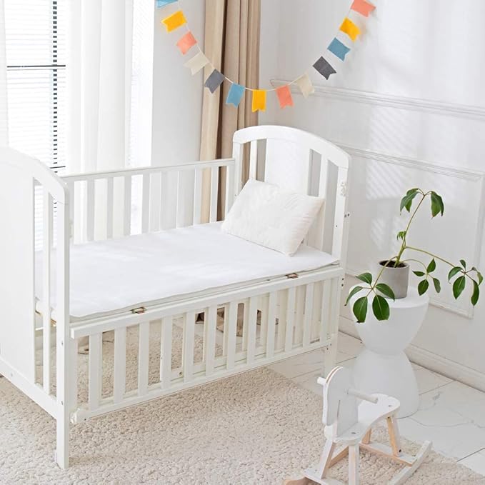 Waterproof Crib Pad, Mattress Protector - Reusable Incontinence Flannel Crib Protector, 27" x 50", for Baby, Toddler, Elderly, Pets - White