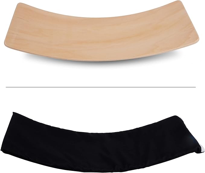 Glintoper 27.5-Inch Wooden Wobble Balance Board - Kid-Friendly Yoga and Body Training Toy