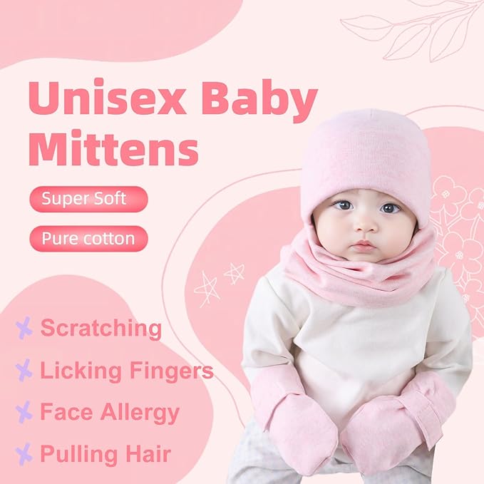 Newborn Baby Mittens Infant No Scratch Gloves Cotton Mitts for Baby Girls Boys