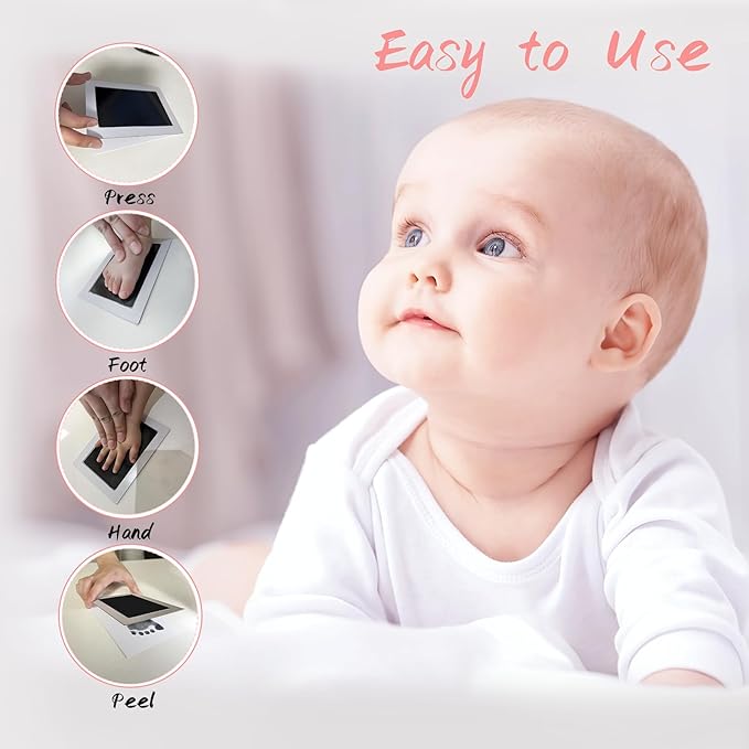 4-Pack Inkless Hand and Footprint Kit, Baby Footprint Kits, Clean Touch Baby Handprints and Footprints Kits,No Mess Ink Pad for Baby Hand and Footprints,Dog Paw Print Kit (Black)