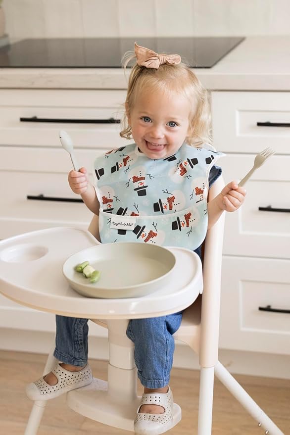 Tiny Twinkle Mess-Proof Baby Bib - Waterproof Bib for Baby Girl or Boy- Machine Washable - Adjustable Closure - PVC, BPA, & Phthalate Free - Great for Travel - Baby Food Bibs (3 Pack,Christmas)