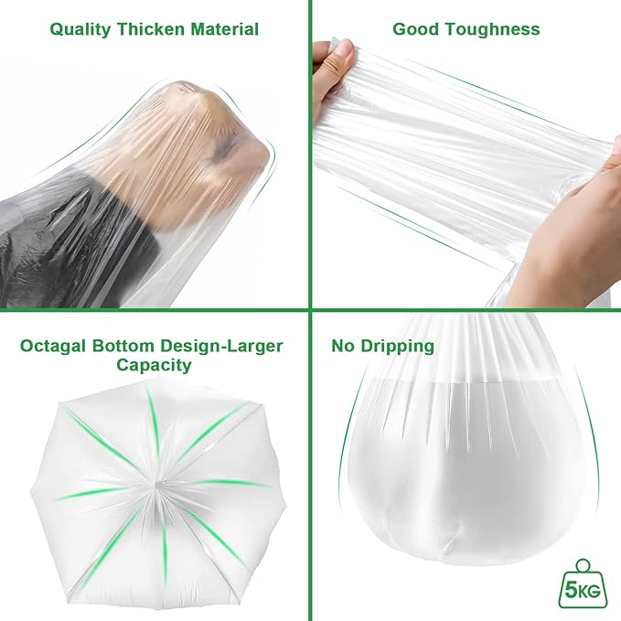 Small Trash Bags 80 Counts, Waikas Garbage Bags for Bathroom Car Mini Trash Can, Clear Plastic Bag for Bedroom Living Room, 4 Gallons, Clear