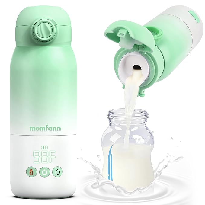 Portable Bottle Warmer for Travel, Dual Heating Modes for Breastmilk & Water, Portable Bottle Milk Warmer with Fast Heating & Long Battery Life, 10 Ounces Large Capacity (Green)