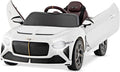 Costzon Ride on Car, 12V Licensed Bentley Bacalar Battery Powered Kids' Electric Vehicles w/Remote Control, Scissor Doors, Wireless Connection, Lights/Sound Effects, Kids Car Toys for Toddlers(White)